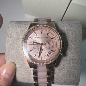 Michael Kors Ritz Rose Gold Stainless Steel Watch MK6307 Rhinestones New